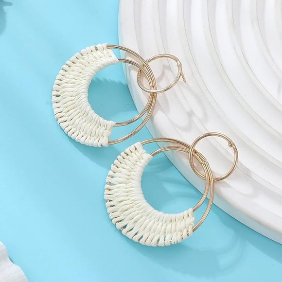ZARA Summer Raffia Hoop Earrings